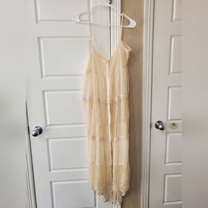 Light Cream Lace Tiered Slip Dress